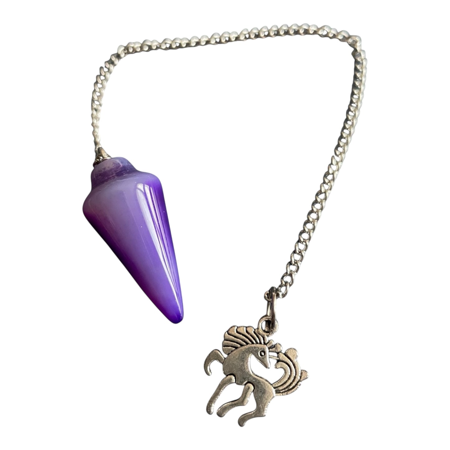 Pendule Divinatoire Violet en Agate – Charm Cheval Ailé